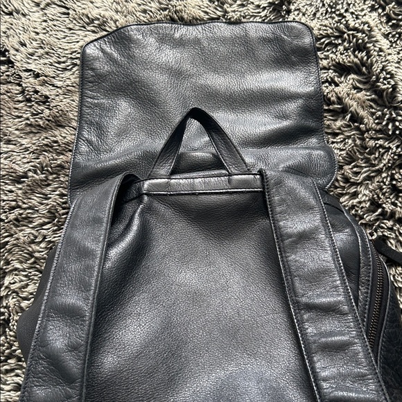 Eileen Fisher Black Leather Backpack with Tassels - Picture 5 of 11